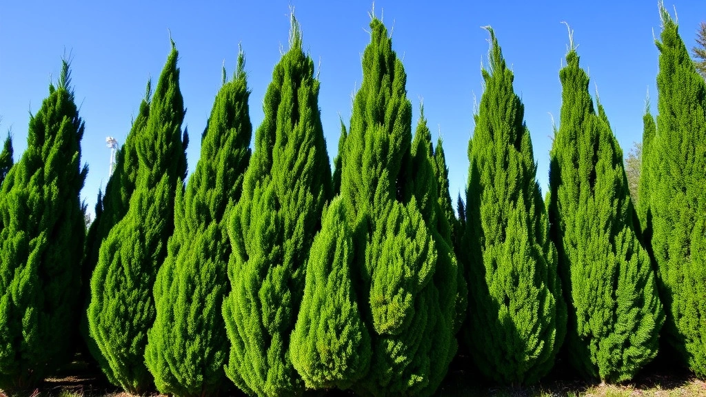 Mature, full arborvitae tree in landscape displaying excellent columnar form and dense healthy foliage, thriving in optimal growing conditions with blue sky and natural garden surroundings