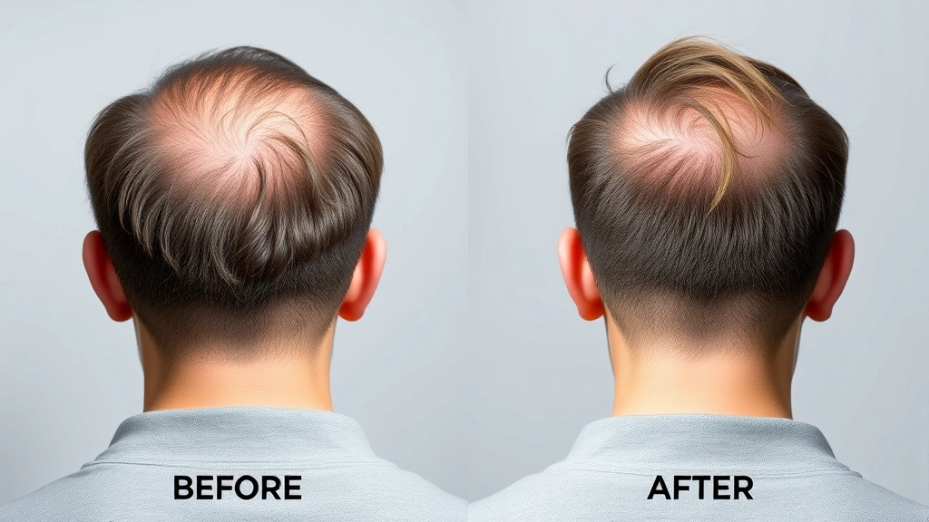 Before and after visual representation of hair thickness improvement, person from behind showing fuller hair density, professional lighting, clean background, subtle transformation demonstration