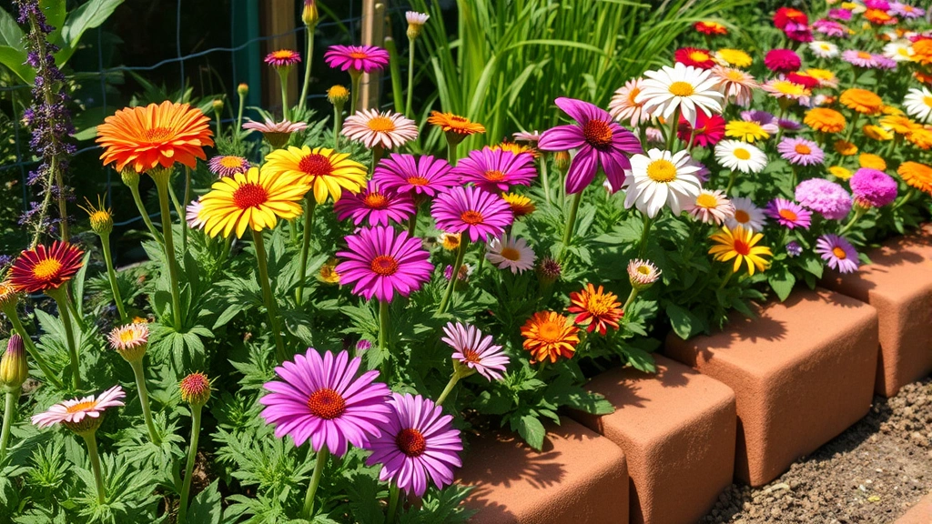Thriving perennial flowers blooming vibrantly in clay garden bed, healthy green foliage and colorful blooms demonstrating successful clay gardening, authentic garden setting with natural light