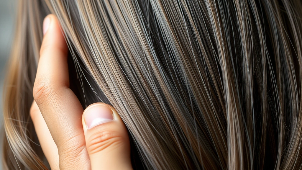 Close-up of healthy hair strands showing shine and strength, natural lighting highlighting texture and vitality, person running fingers through thick hair with confidence and satisfaction