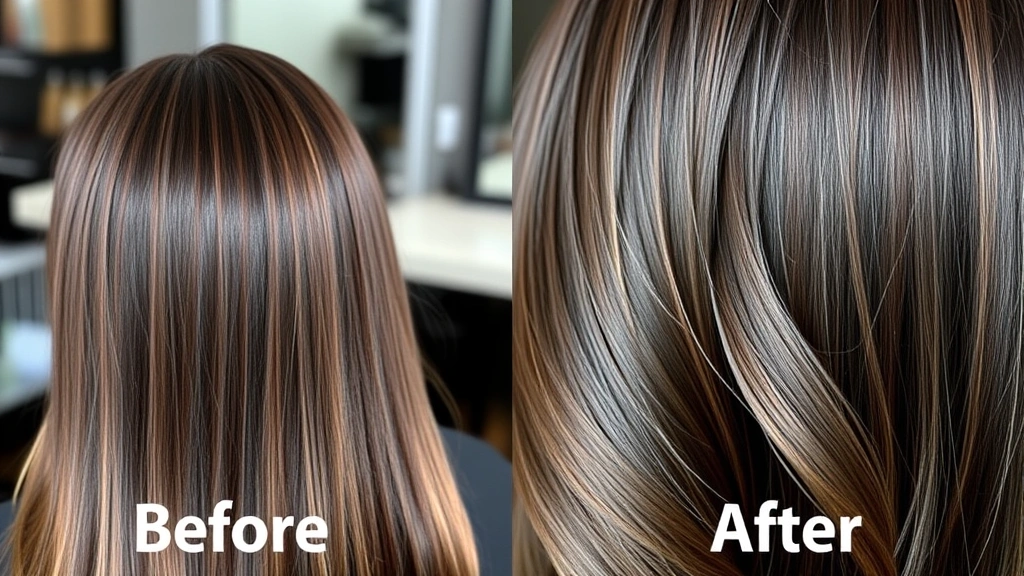 Before and after progression showing hair transformation over time, close-ups of hair texture improvement, glossy shine, and visible fullness, professional photography style with natural lighting