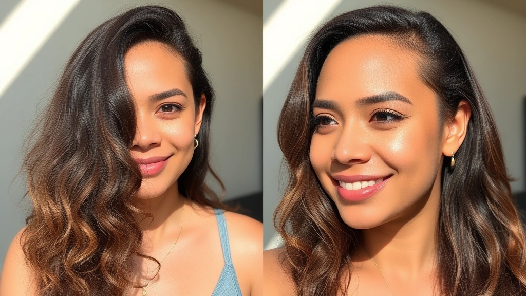 Person with visibly thicker, shinier hair after months of oil treatment, standing in natural sunlight, confident expression, hair texture clearly improved, before-and-after transformation evident, realistic hair health results