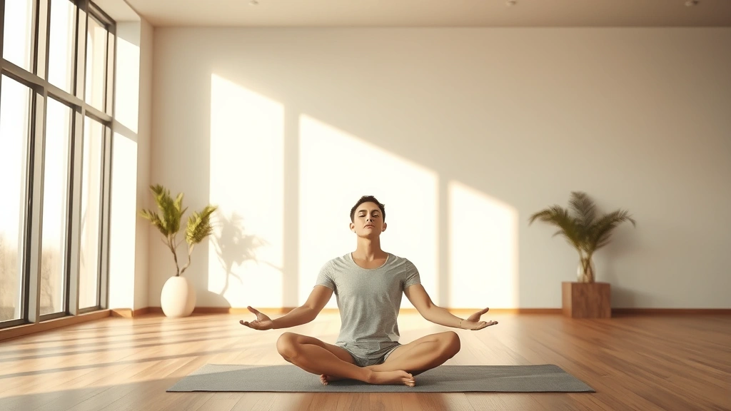 Individual meditating peacefully in modern minimalist space with soft natural light, embodying emotional clarity and inner strength during growth journey