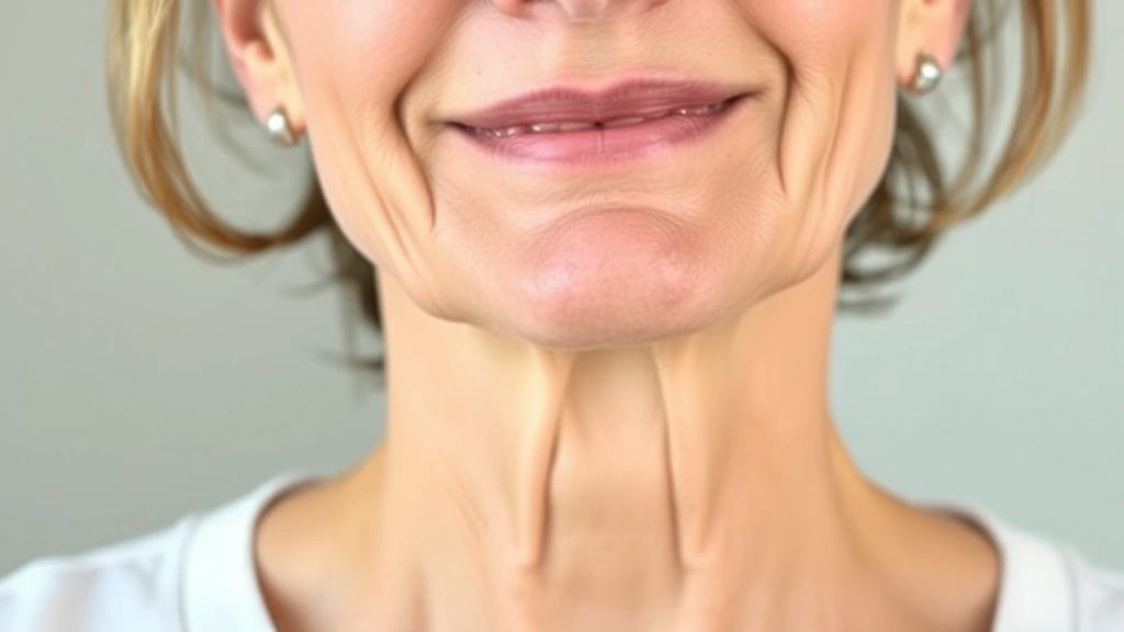 A healthy, glowing neck area of someone in their 40s, showing clear skin and confident posture, wearing a soft breathable fabric collar, representing successful skin health management