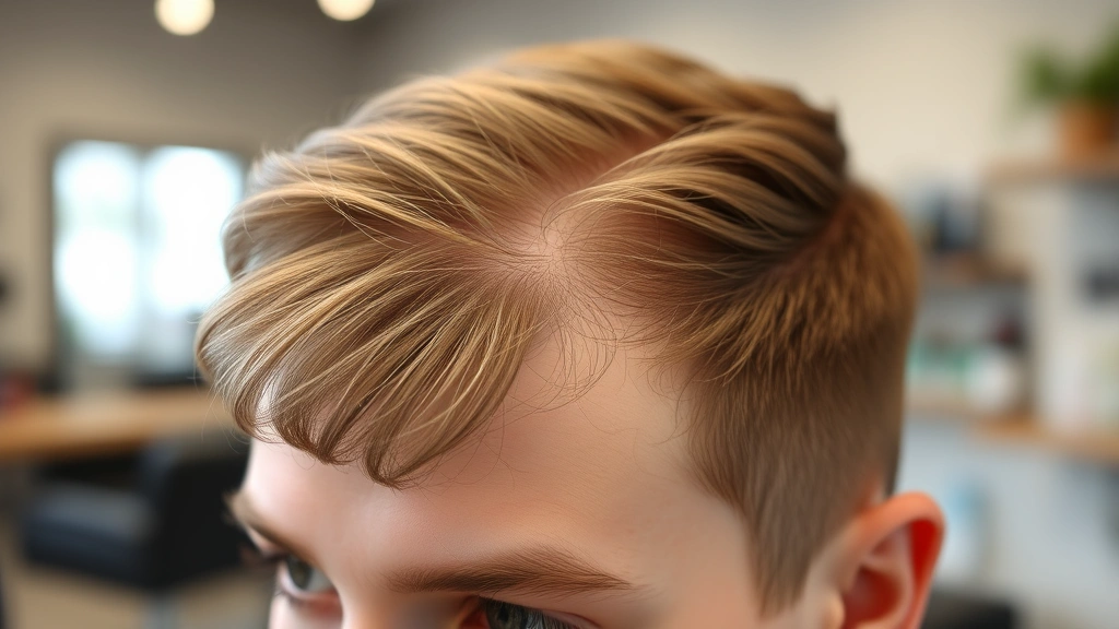 Close-up of healthy scalp with strong hair follicles, natural lighting, person looking confident, professional salon environment, focus on hair texture and volume