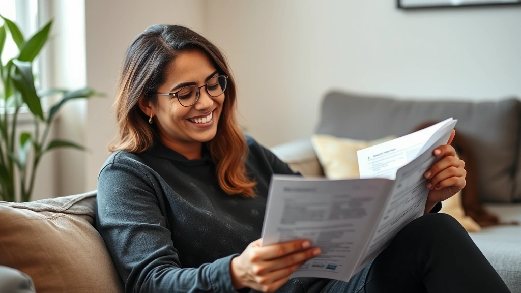 Person reviewing progress notes or reflecting on achievements, showing satisfaction and growth awareness, sitting in a comfortable personal space, expressing quiet confidence and acknowledgment of incremental improvement