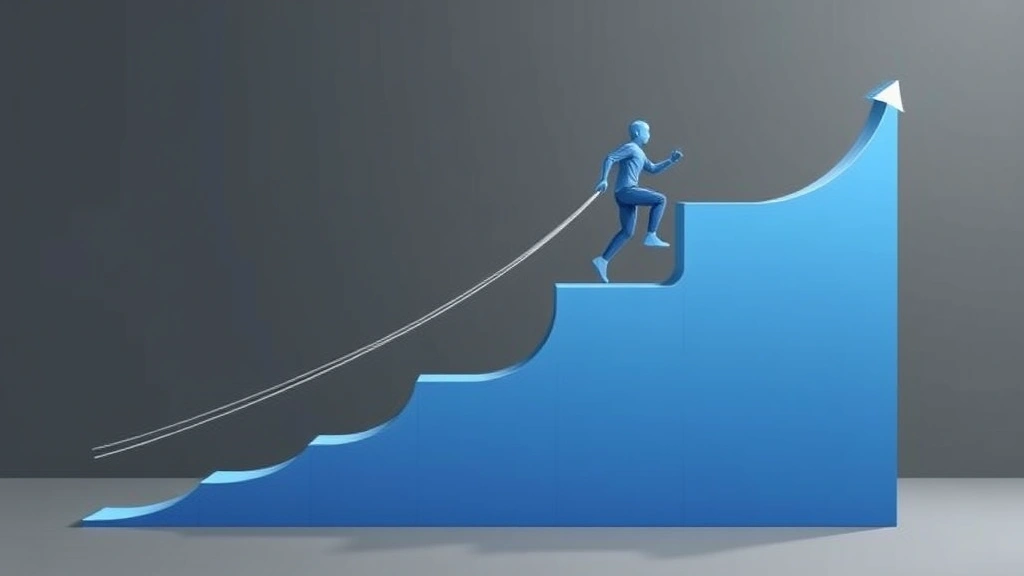 Graph visualization showing S-curve growth pattern with person climbing upward through different phases, achievement symbolism, clean modern aesthetic, photorealistic