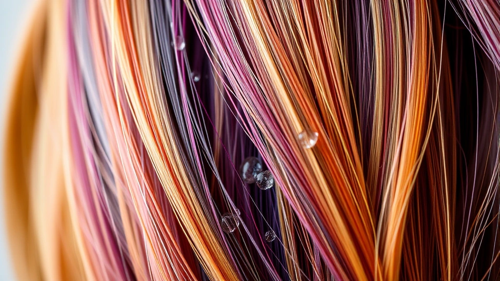 Close-up of vibrant hair strands showing texture and shine, with water droplets suggesting hydration and vitality, natural lighting emphasizing hair health and strength without any text or labels visible