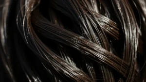 Close-up of healthy, moisturized natural hair strands with visible shine and strength, showing vibrant texture and luster against soft natural lighting
