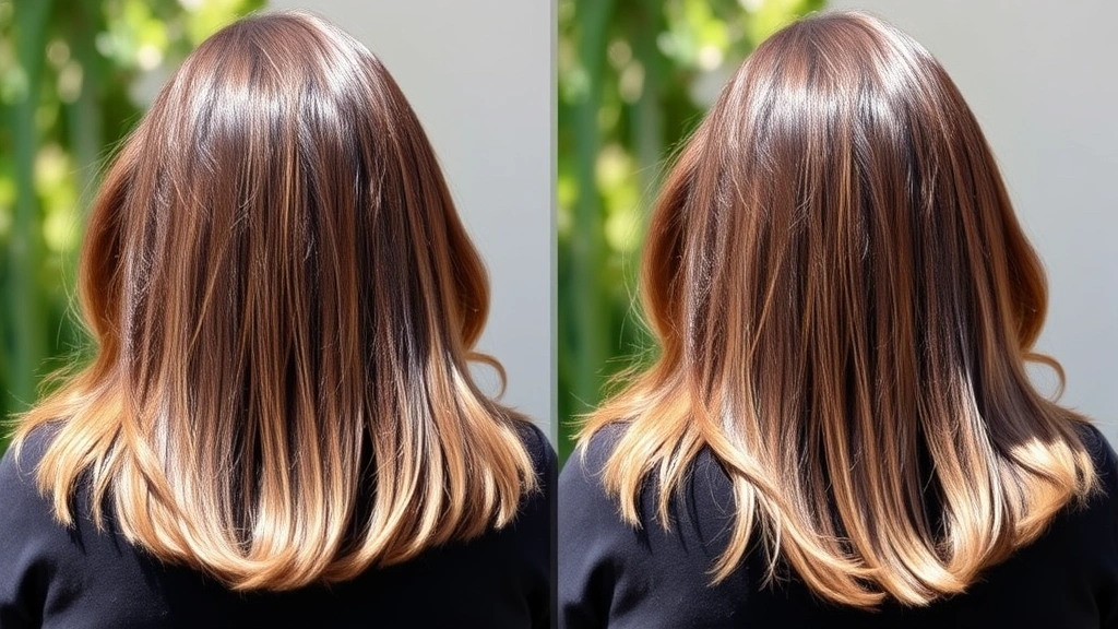 Before and after transformation showing longer, healthier hair after protective styling regimen, person from behind displaying hair length and shine, natural outdoor lighting, healthy glowing appearance