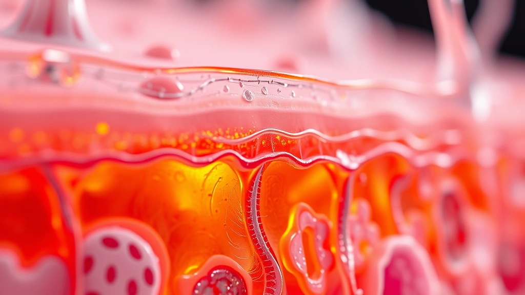 Detailed macro photography of skin barrier showing cellular health and collagen structure, scientific yet beautiful visualization of skin regeneration