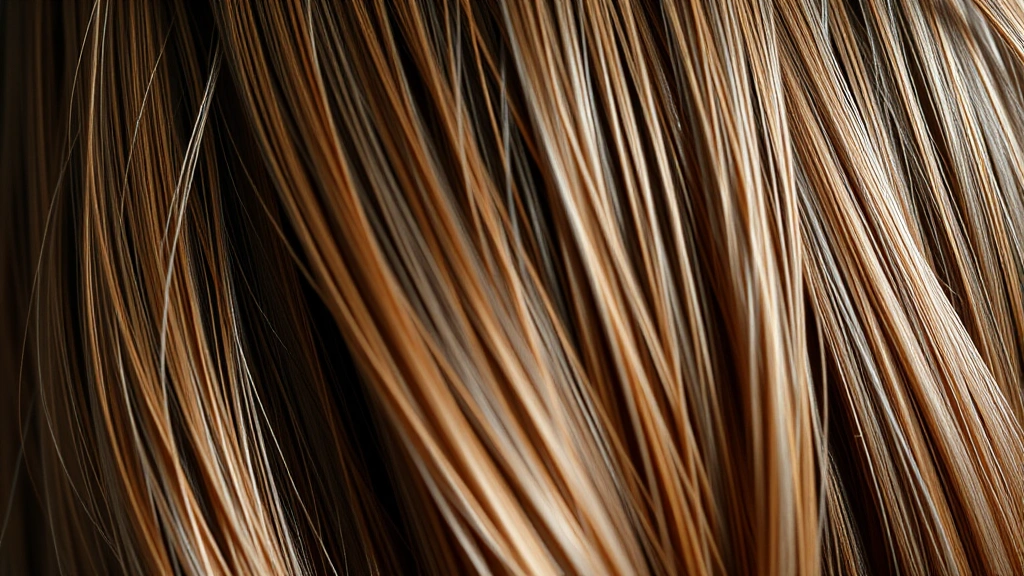 Close-up of healthy, thick, shiny hair strands showing natural volume and luster, photorealistic texture detail, natural lighting highlighting hair vitality and strength