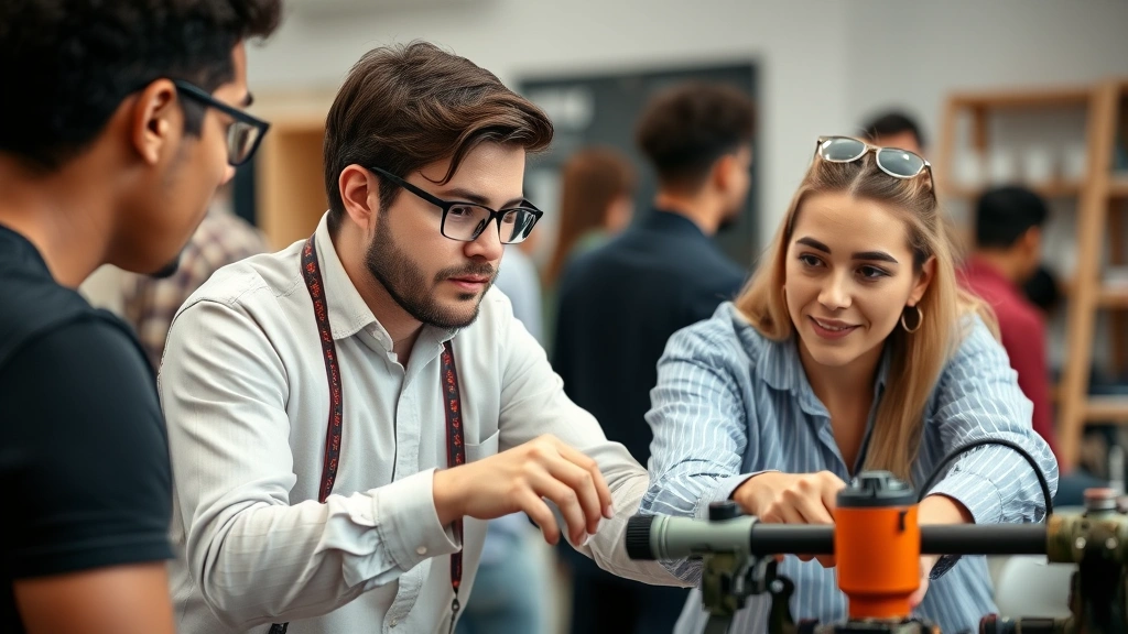 Diverse mentorship scene with experienced professional guiding younger person through challenging task, both focused and engaged, learning in action, supportive atmosphere