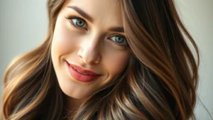 Woman with thick, shiny hair looking confident and healthy, natural lighting, close-up of hair texture showing vitality and shine, no text or products visible