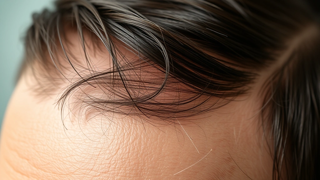 Close-up of a healthy scalp with hair follicles, showing improved scalp condition and circulation, photorealistic dermatological perspective emphasizing wellness