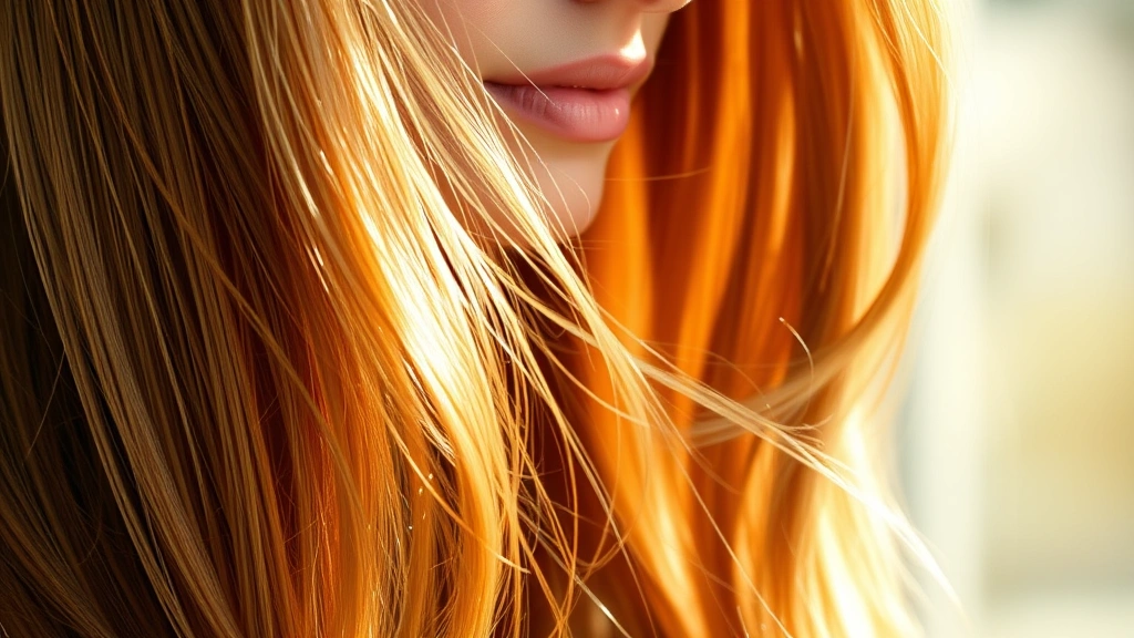 Close-up of a woman with long, healthy, shiny hair flowing naturally in sunlight, showing vibrant texture and shine, professional hair care setting, photorealistic