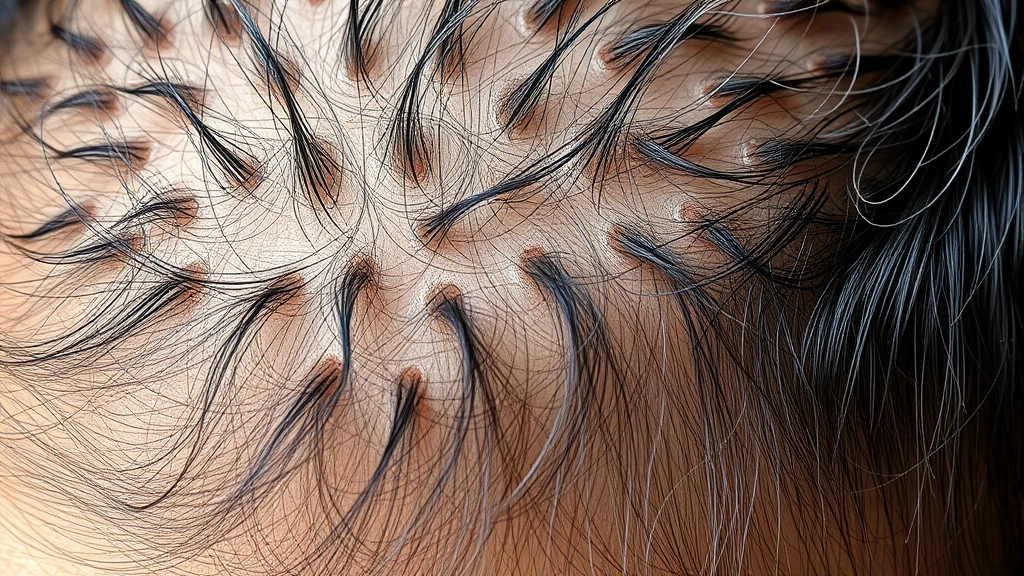 Close-up of healthy scalp with strong hair follicles, vibrant and well-nourished appearance, dermatological focus, natural lighting, no labels or text