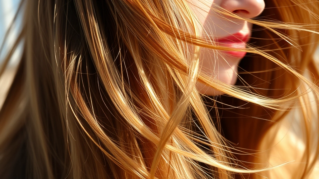 Close-up of a person with flowing, healthy hair in natural sunlight, showing shine and vitality without any styling products visible, emphasizing natural hair health and growth potential