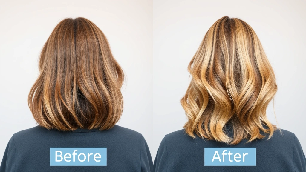 Before-and-after style image showing hair transformation with noticeably thicker, fuller hair appearance, woman from behind displaying improved hair density and length growth over time