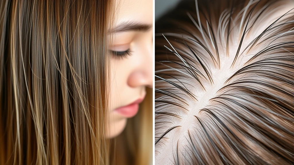 Person with visibly thicker, healthier hair strands showing improved hair texture and shine, close-up of scalp health with vibrant, strong hair follicles growing naturally