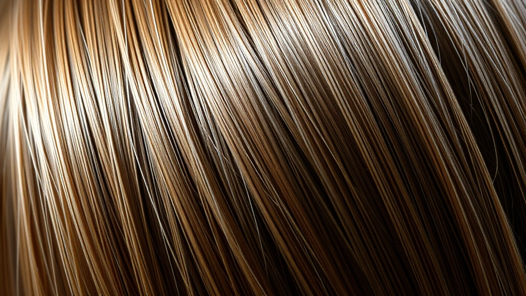 Close-up of lustrous hair strands showing healthy shine, strength and thickness, natural lighting highlighting hair quality and vitality, photorealistic wellness aesthetic