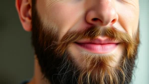 Close-up of a man with a well-groomed beard looking confident in natural lighting, showing beard thickness and texture detail, photorealistic professional headshot style